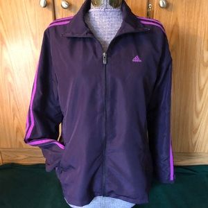 Adidas purple mesh lined windbreaker track jacket